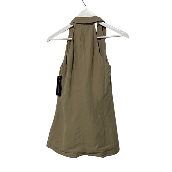 FRENCH CONNECTION TOP WOMENS 2 BIRDIE LINEN BLEND HALTER VEST BLOUSE TAN NEW - Picture 5 of 13